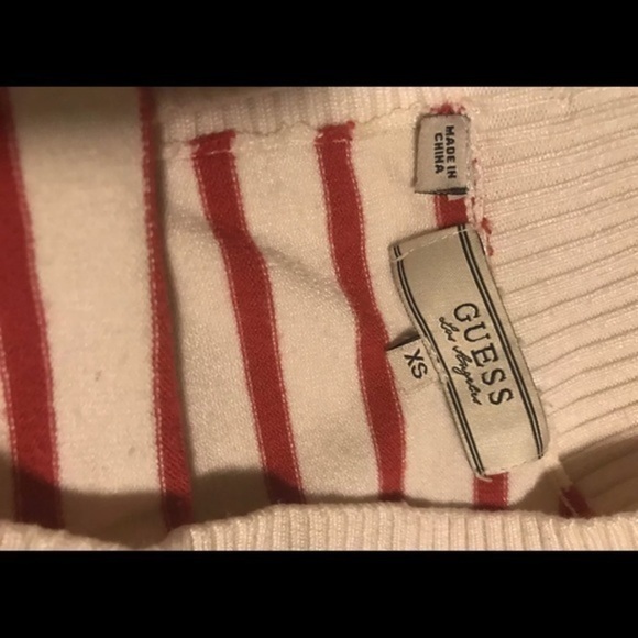 Guess Red & White Striped Knit Cropped Top XS - Picture 6 of 6